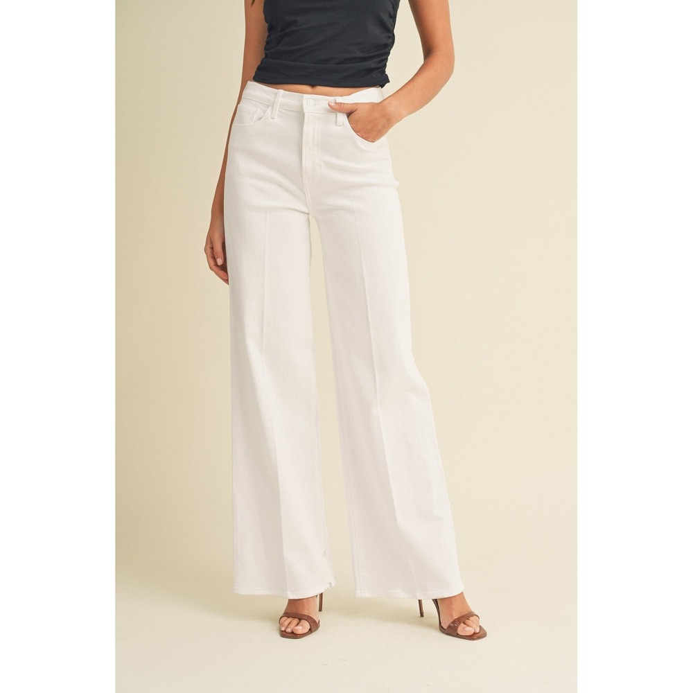Just Black Denim The Palazzo Jean White High Rise Wide Leg Stretch BP450J 24